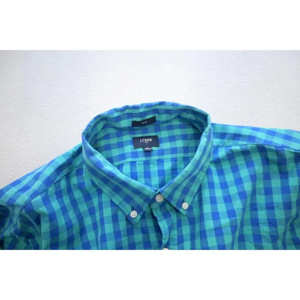 J Crew‎ Slim Fit Casual Button Up Dress Shirt Plaid Long Sleeve Mens Size XL